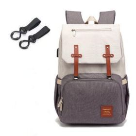 Diaper Mummy Daddy Backpack Baby Stroller Bag (Option: Grey Beige)